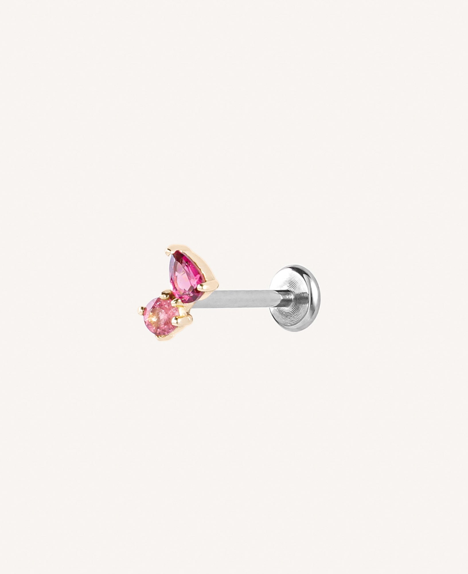 Petra Pink Moissanite Toi et Moi Flatback Stud