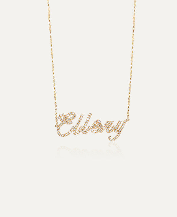 Verity Custom Diamond Script Nameplate Necklace