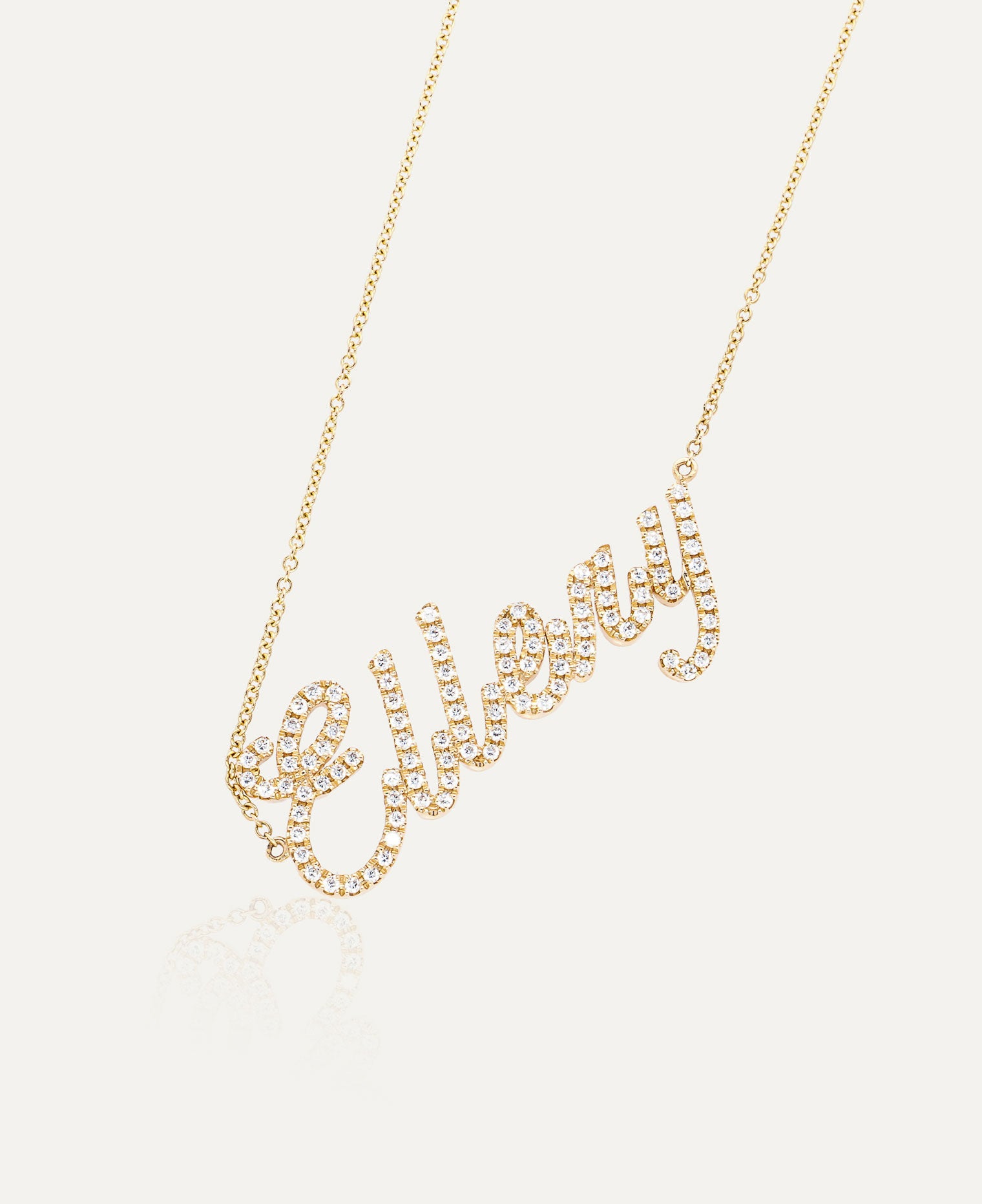 Verity Custom Diamond Script Nameplate Necklace