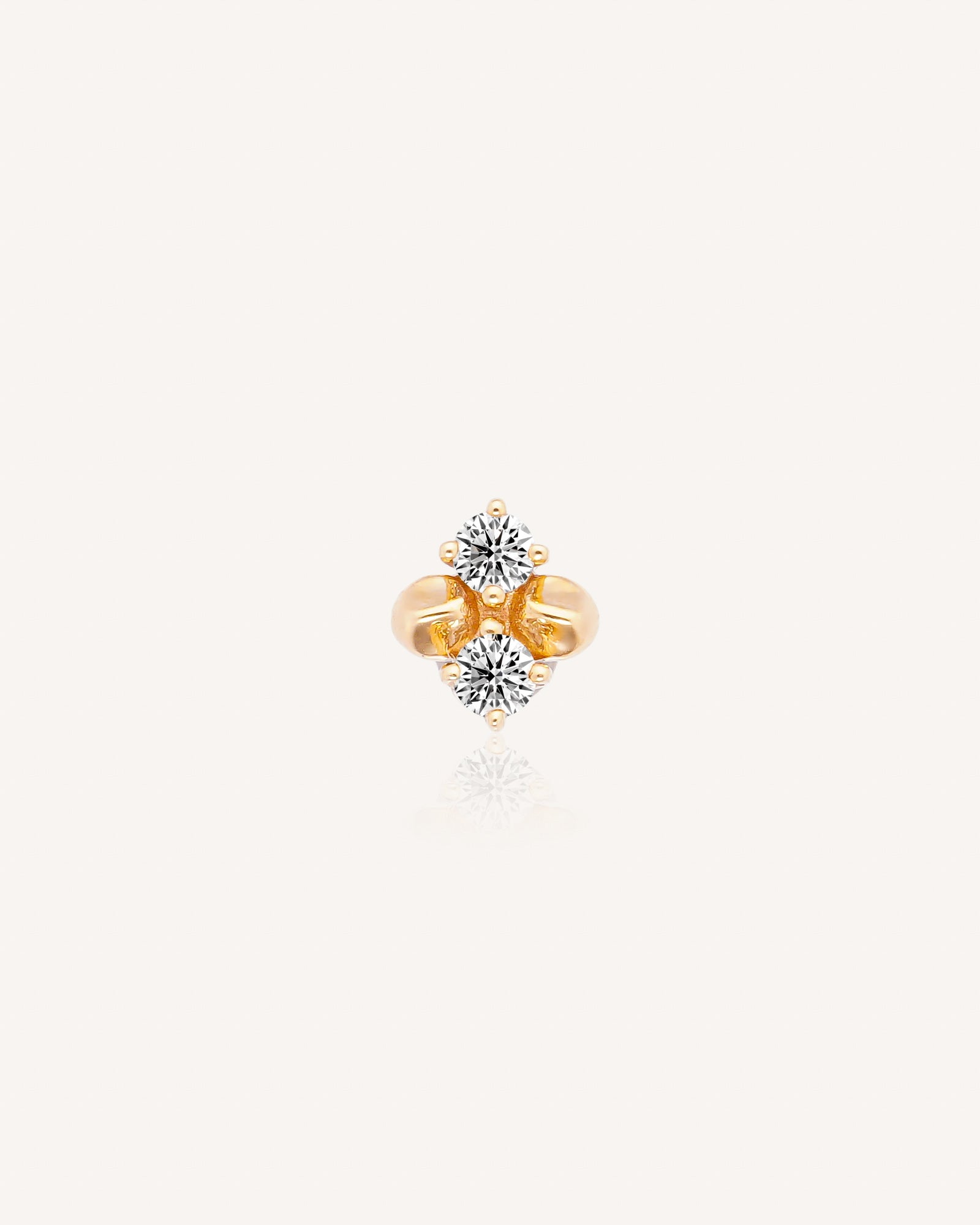 Rowyn 14k Solid Gold Duo Moissanite Pebble Flatback Stud