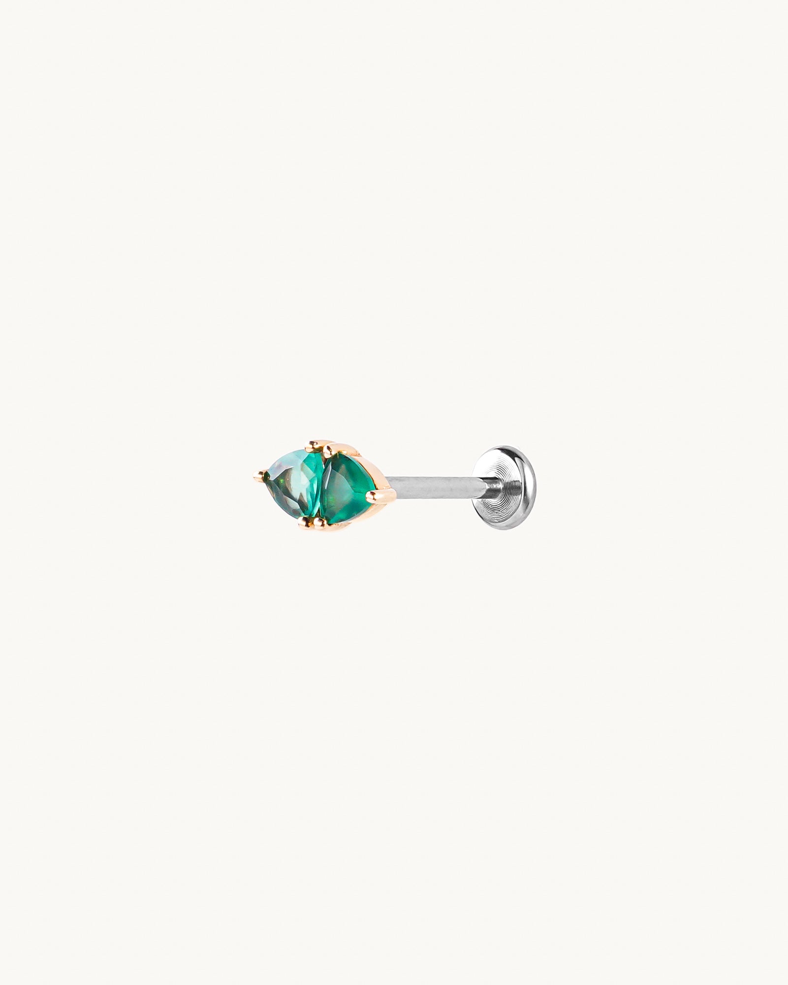 Tova 14k Solid Gold Green Gemstone Flatback Stud