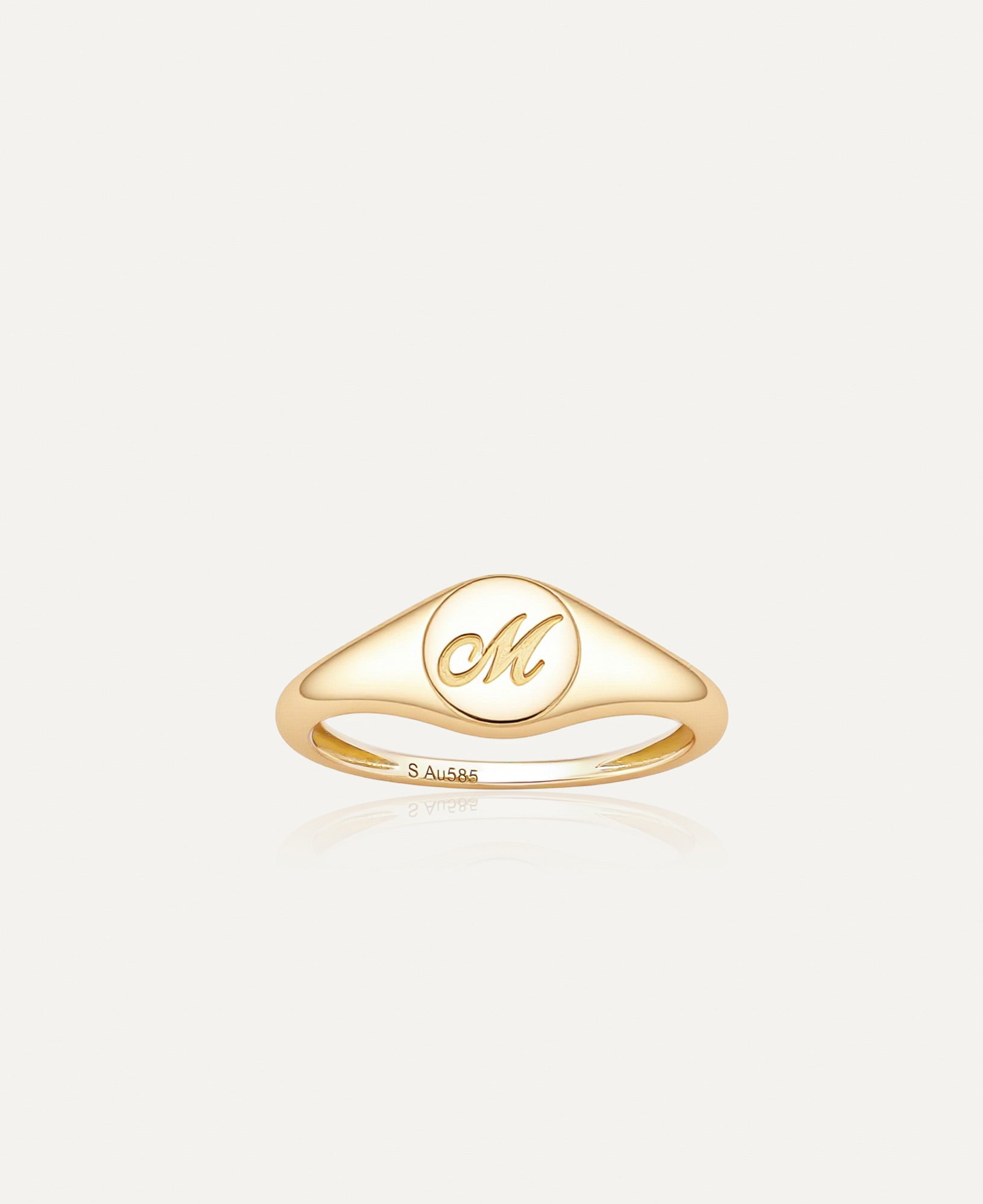 Talia Custom Mini Engraved Solid Gold Signet Ring