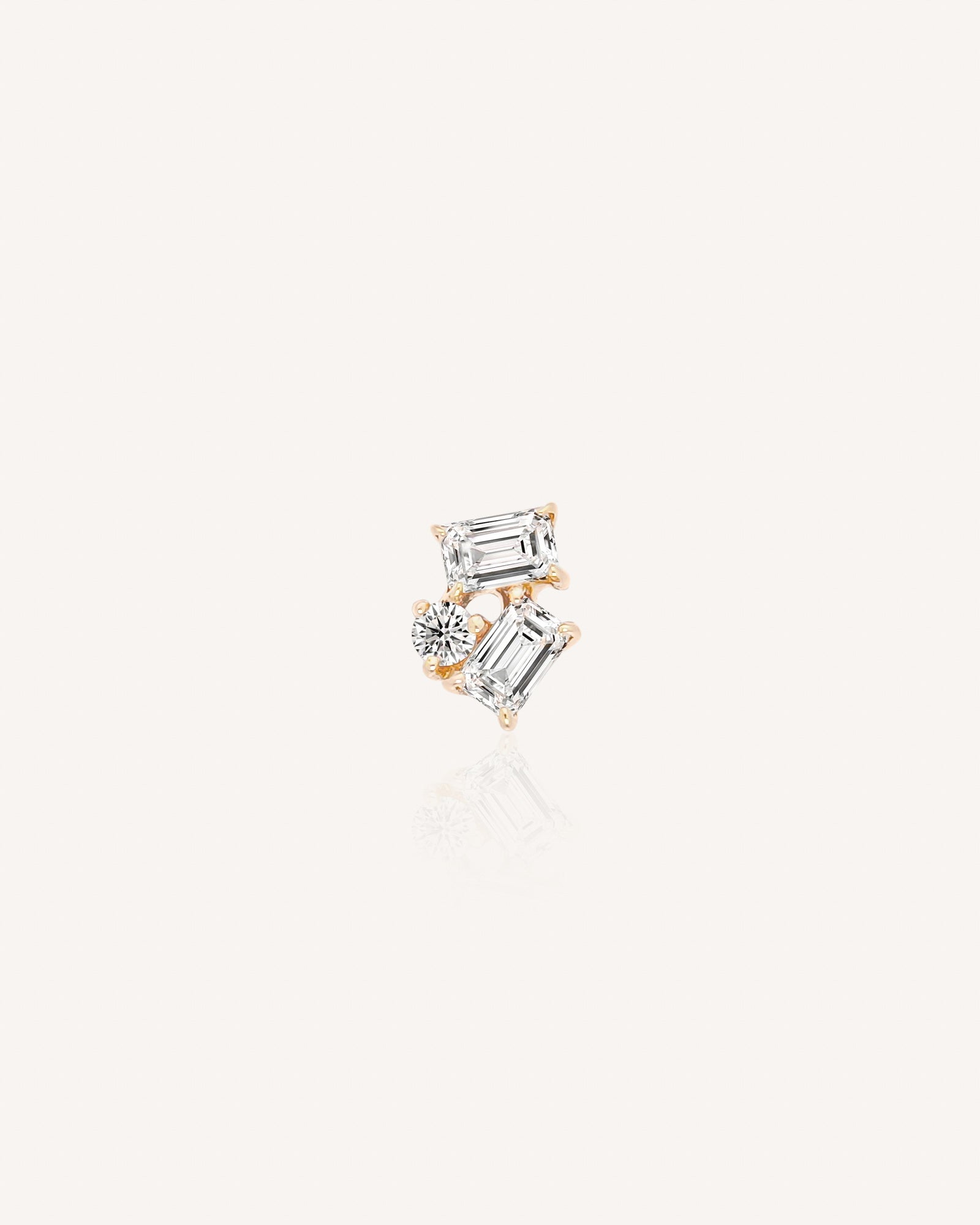 Aspen Baguette Trio Moissanite Flatback Stud