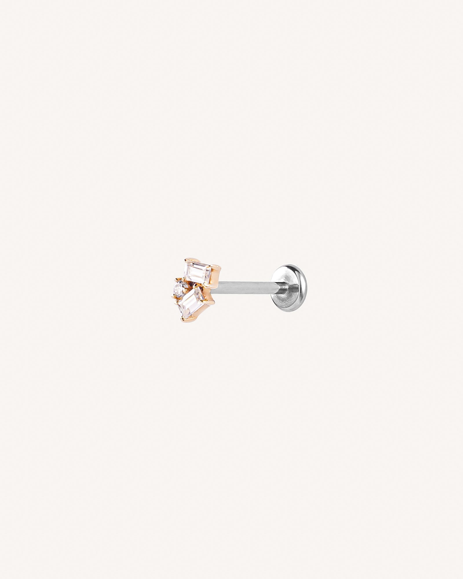 Aspen Baguette Trio Moissanite Flatback Stud