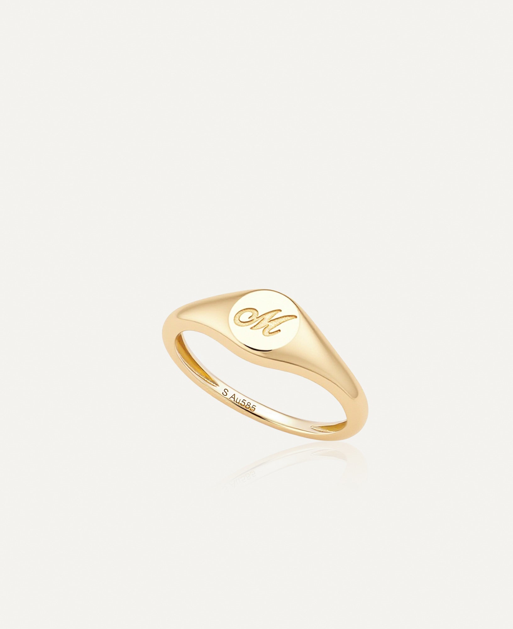 Talia Custom Mini Engraved Solid Gold Signet Ring