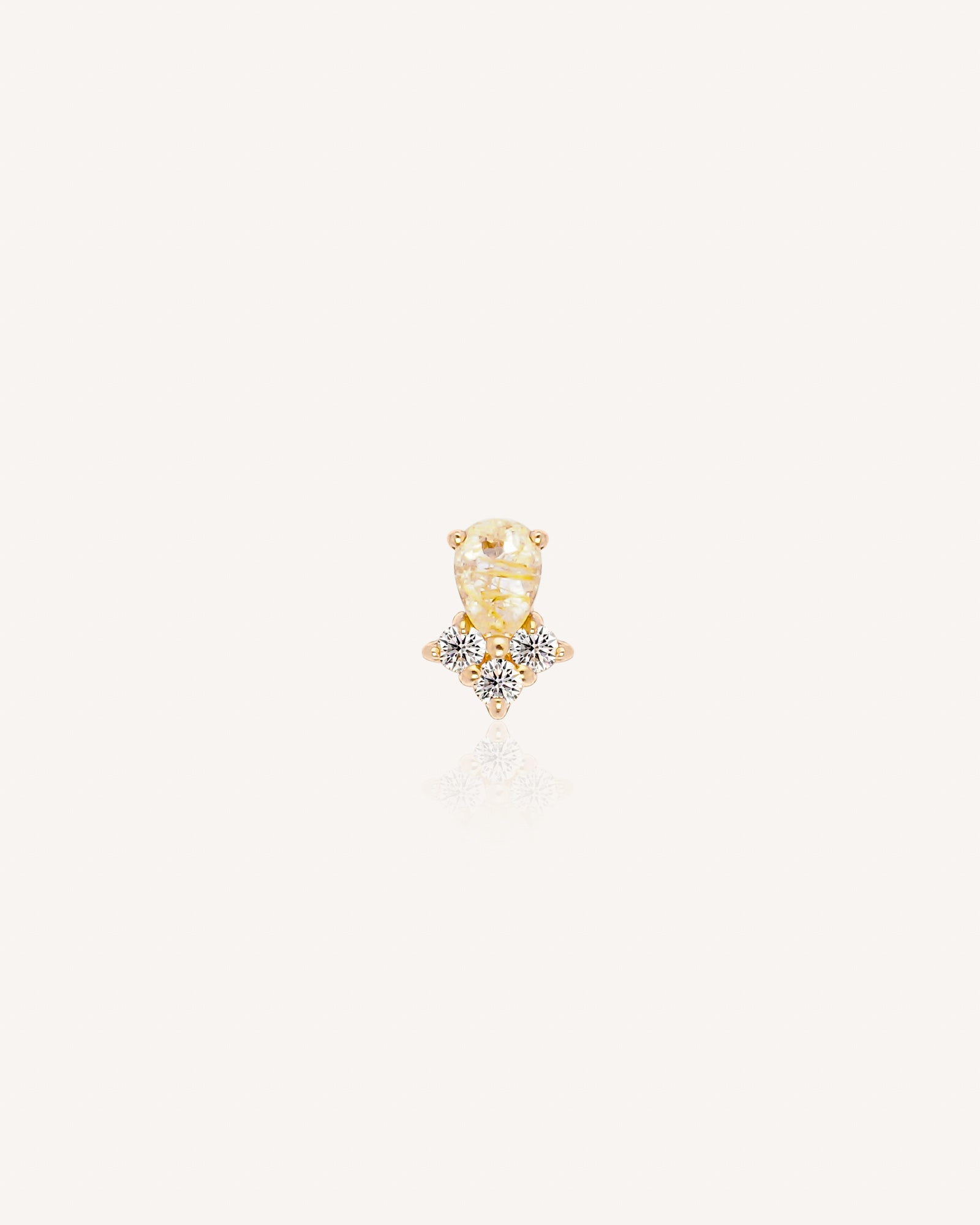 Ilsa 14k Solid Gold Rutilated Quartz Flatback Stud