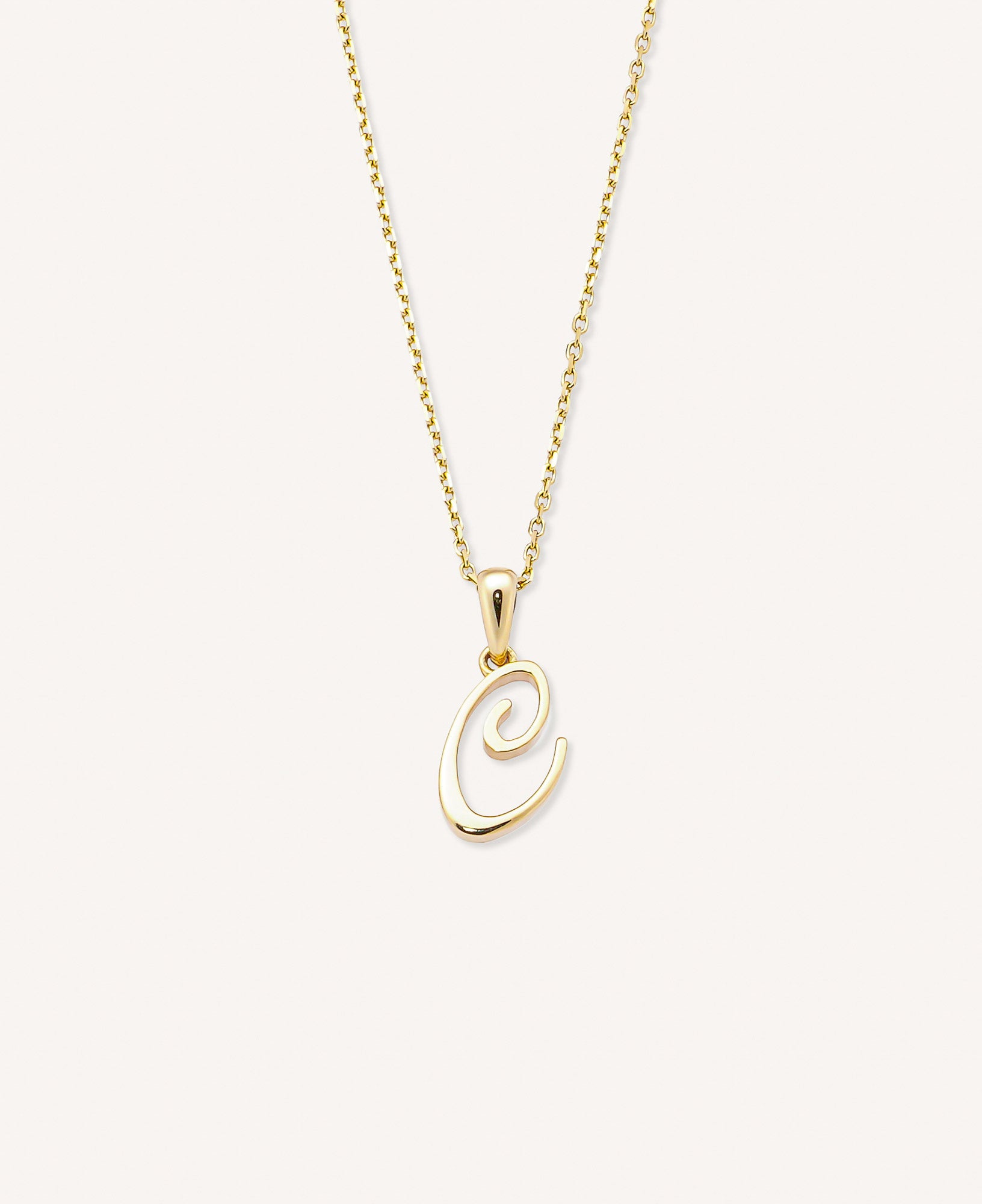 Lucia Custom Script Initial Solid Gold Charm Necklace