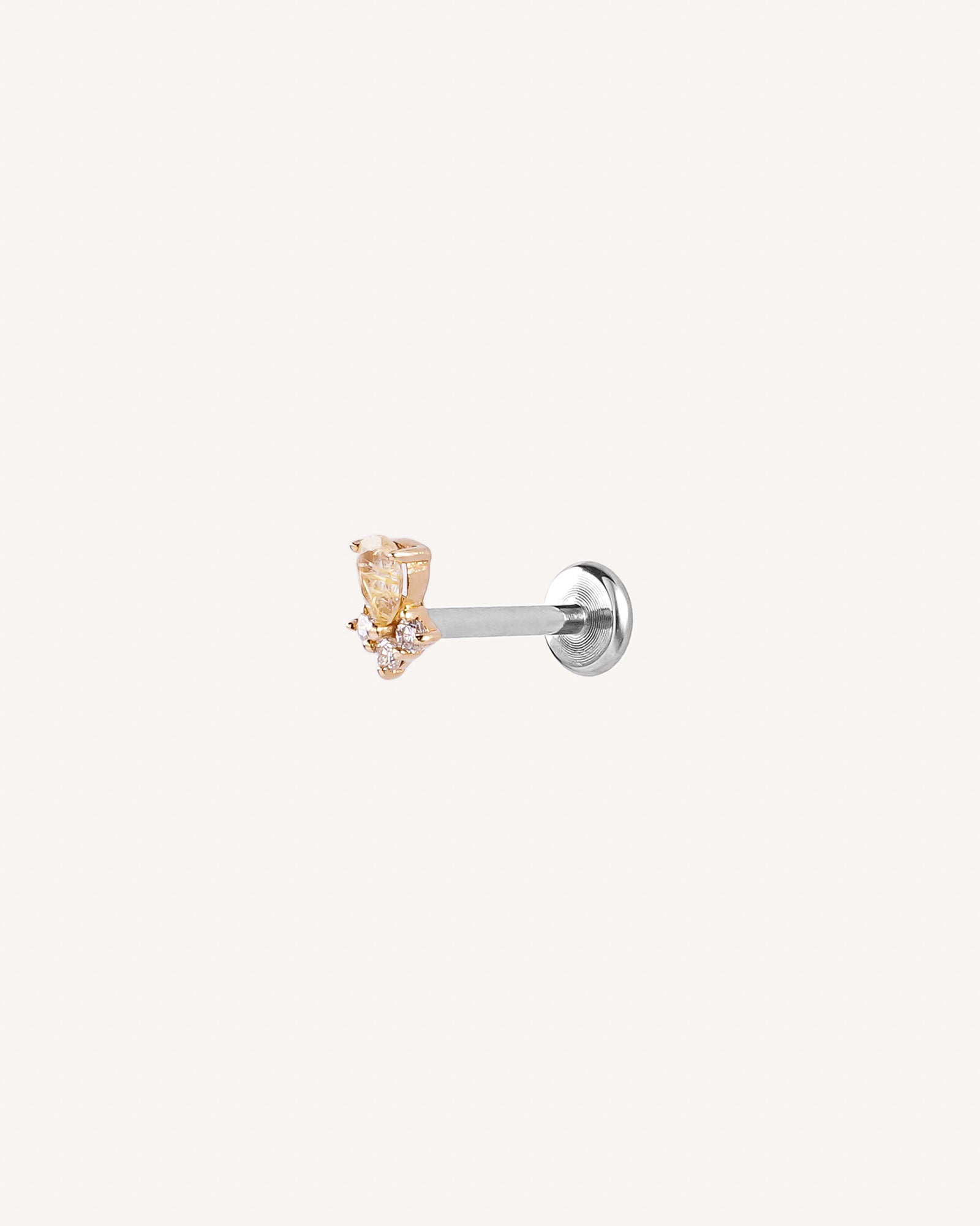 Ilsa 14k Solid Gold Rutilated Quartz Flatback Stud