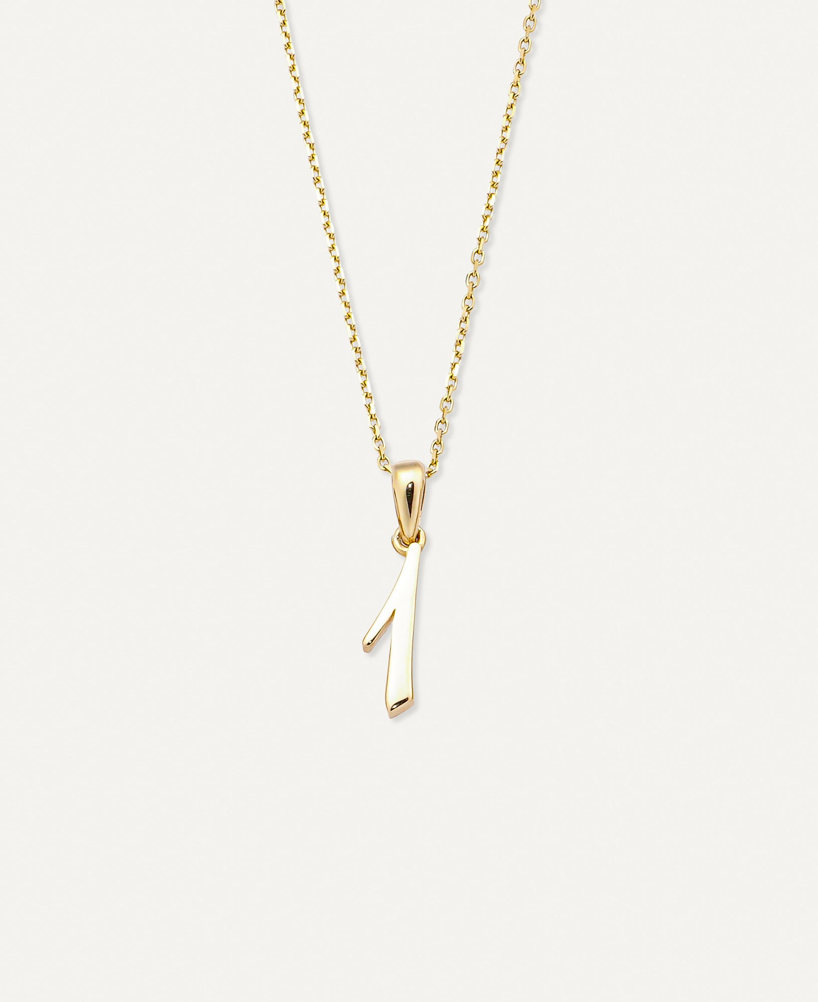 Lucia Custom Script Number Solid Gold Charm Necklace