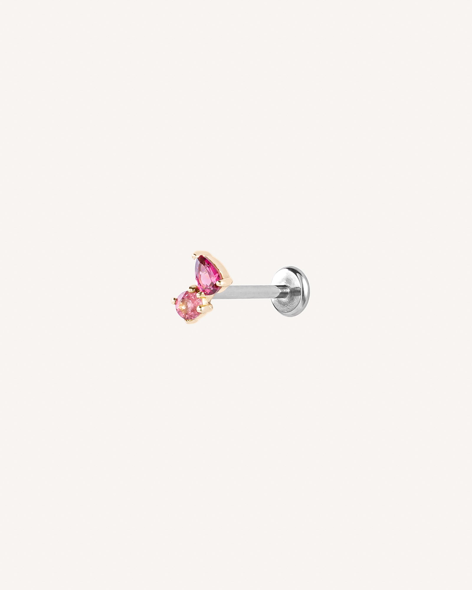 Petra Pink Moissanite Toi et Moi Flatback Stud