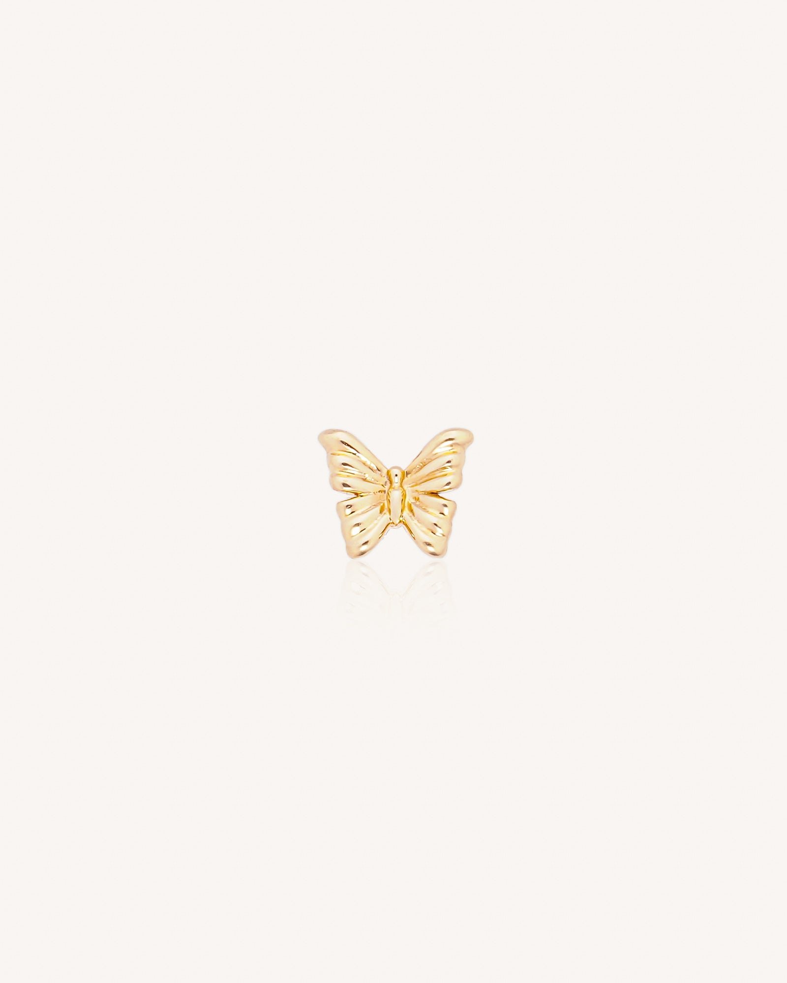 Janine 14k Solid Gold Butterfly Flatback Stud
