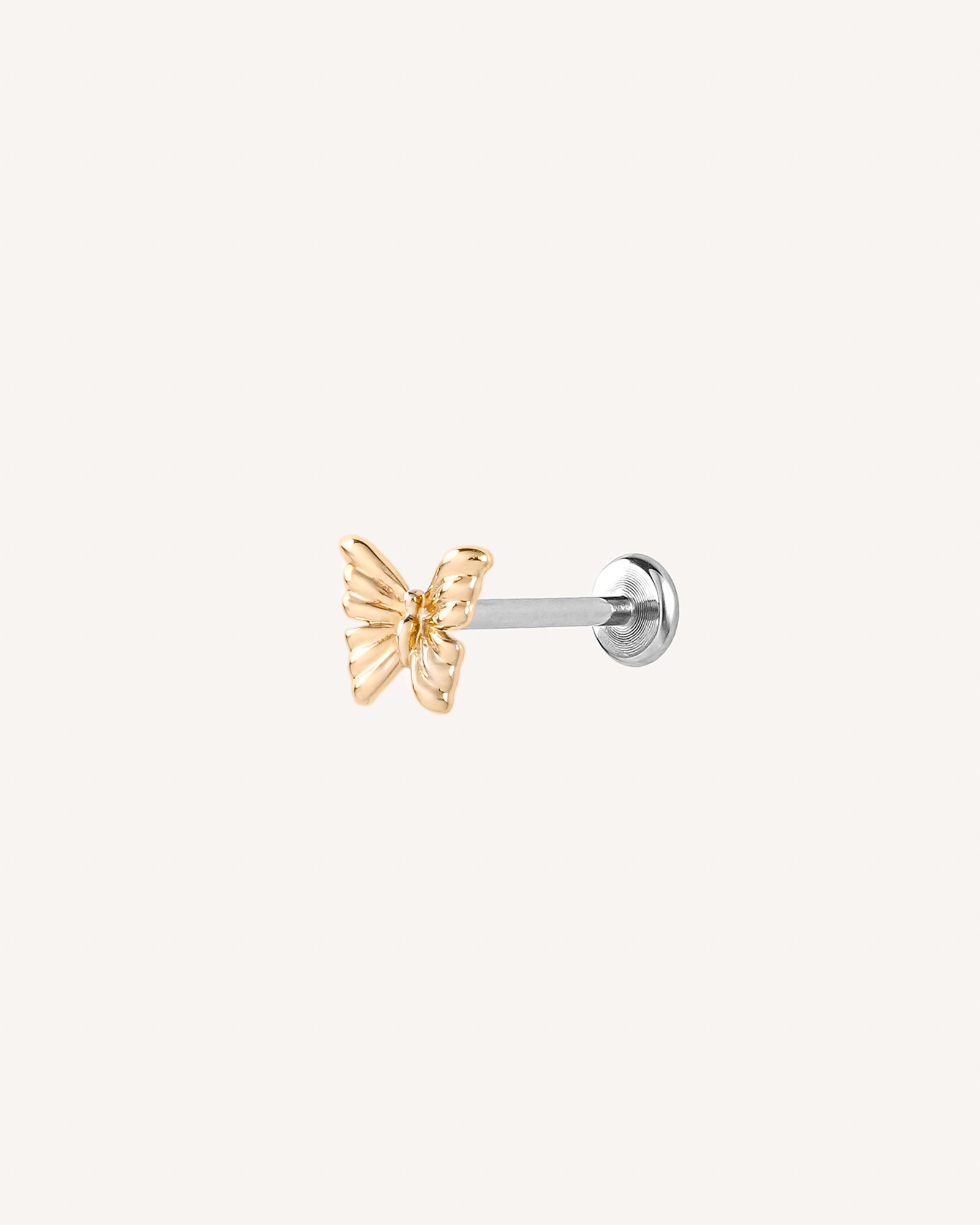 Janine 14k Solid Gold Butterfly Flatback Stud