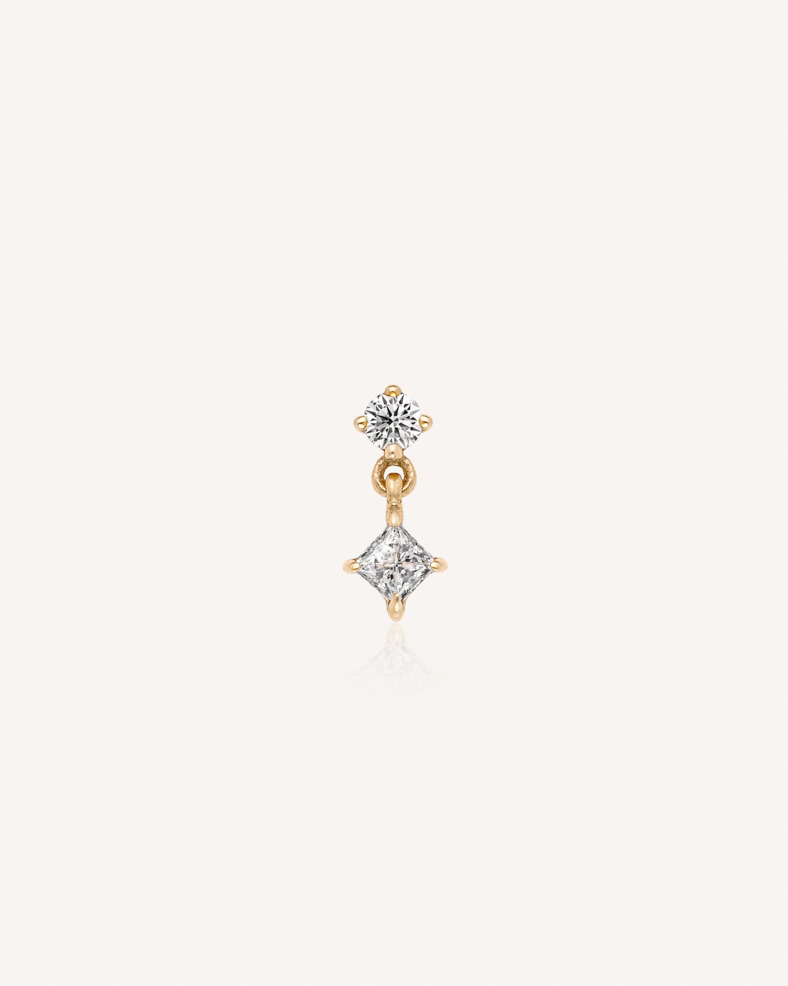 Carys 14k Solid Gold Princess Moissanite Drop Flatback Stud
