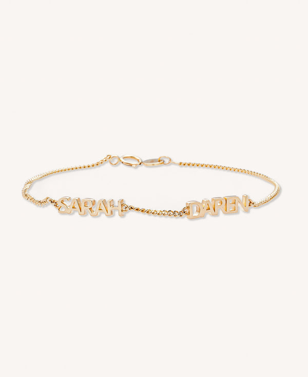 Amity Custom Two-Name Solid Gold Curb Chain Bracelet