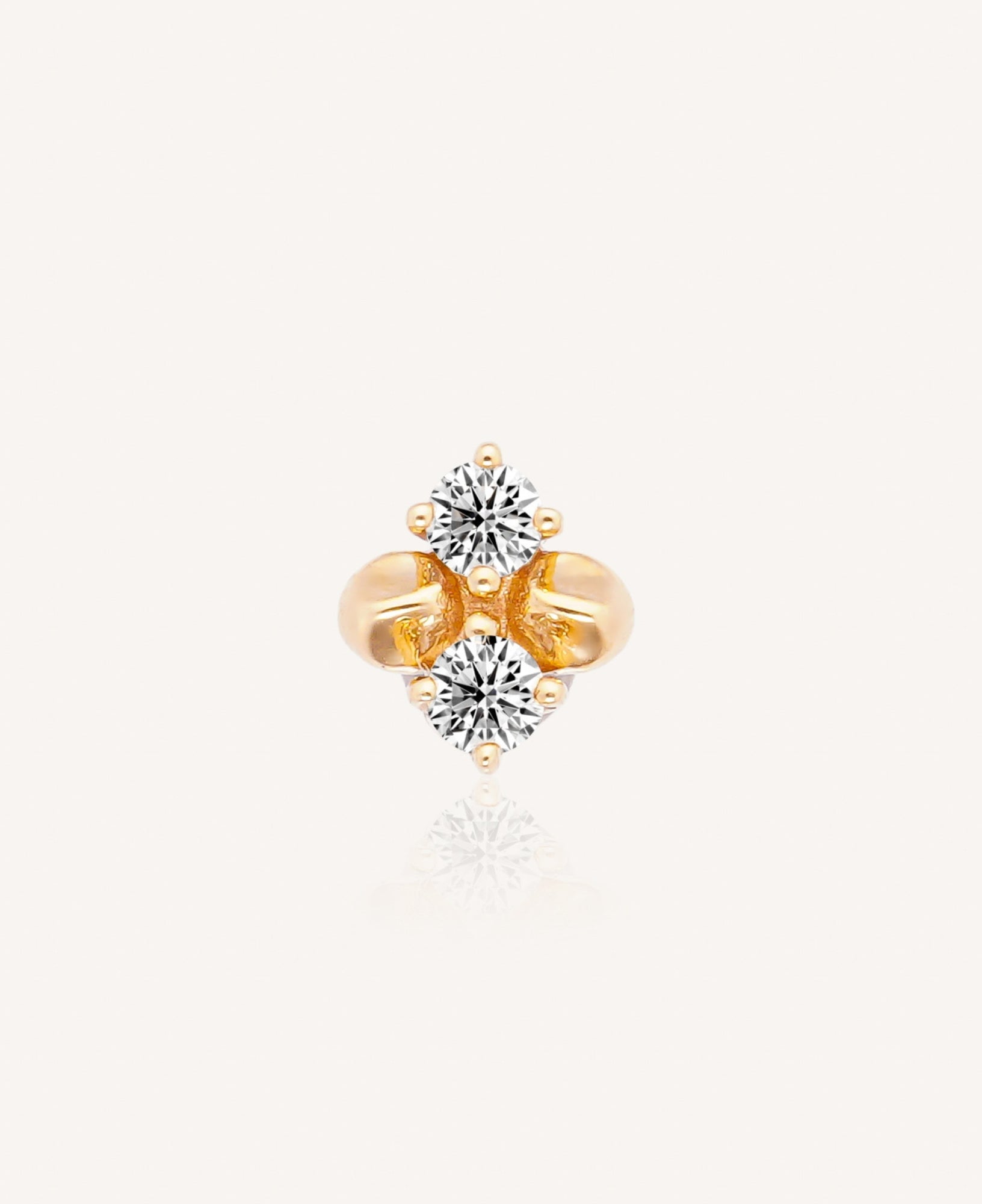 Rowyn 14k Solid Gold Duo Moissanite Pebble Flatback Stud