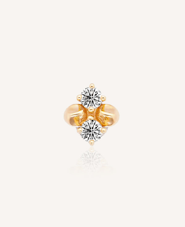 Rowyn 14k Solid Gold Duo Moissanite Pebble Flatback Stud