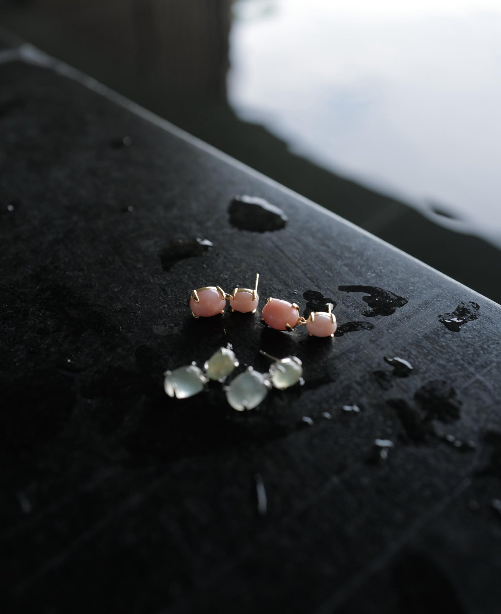 Marigold Pink Opal Gold Drop Earrings