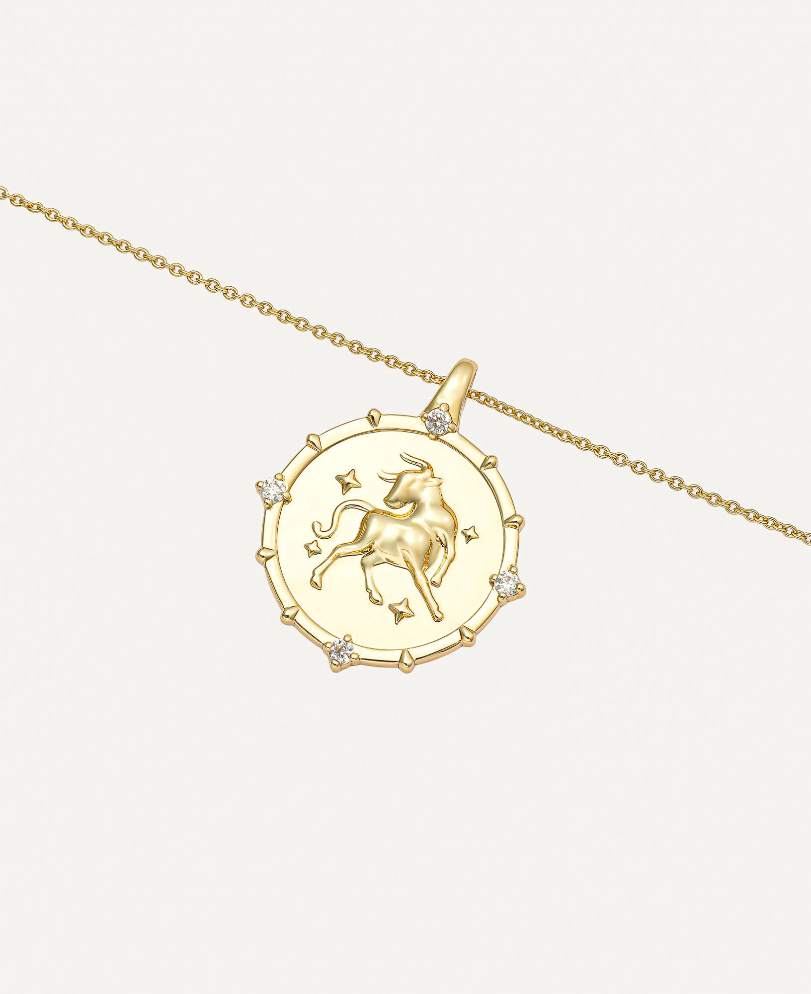 Taurus Horoscope Gold Pendant Necklace