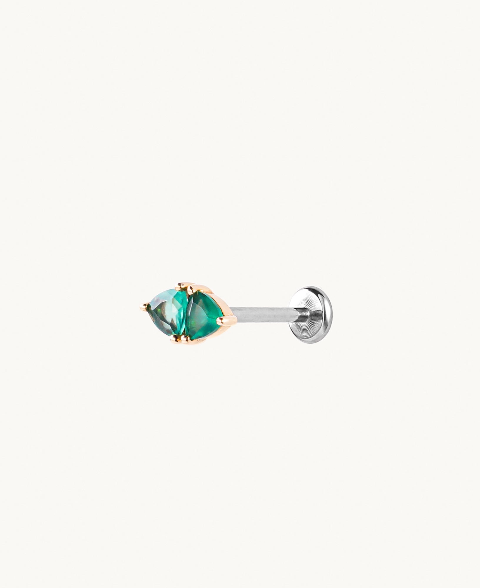 Tova 14k Solid Gold Green Gemstone Flatback Stud