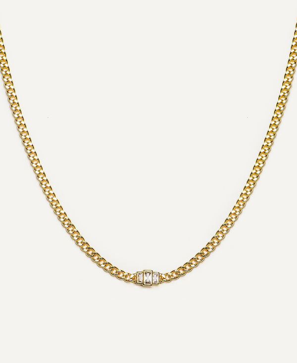 Agnes Cuban 14k Gold Chain Necklace with Cubic Zirconia gemstone product shot