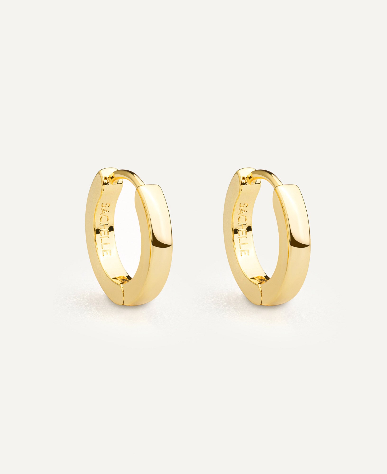 Alexa 14k gold structure hoops style dainty gold earrings front angle - sachelle collective