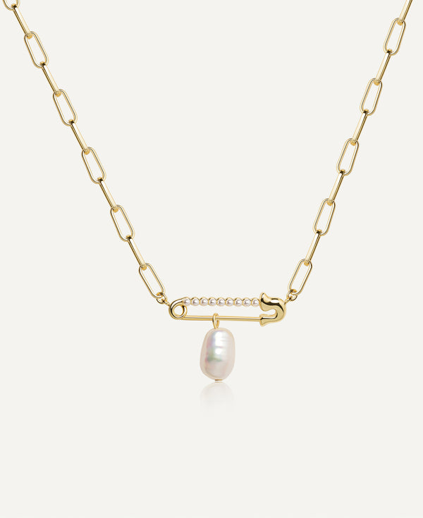 Anna Pearl Paper Clip Chain Necklace