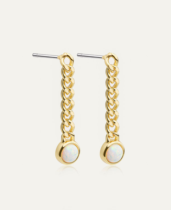 Ava Opal Chain Drop Earring 14k gold product shot