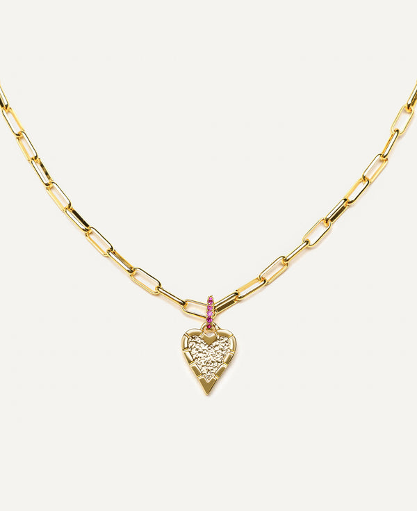 Belle Heart Paperclip Chain 14k Gold Necklace Product Shot