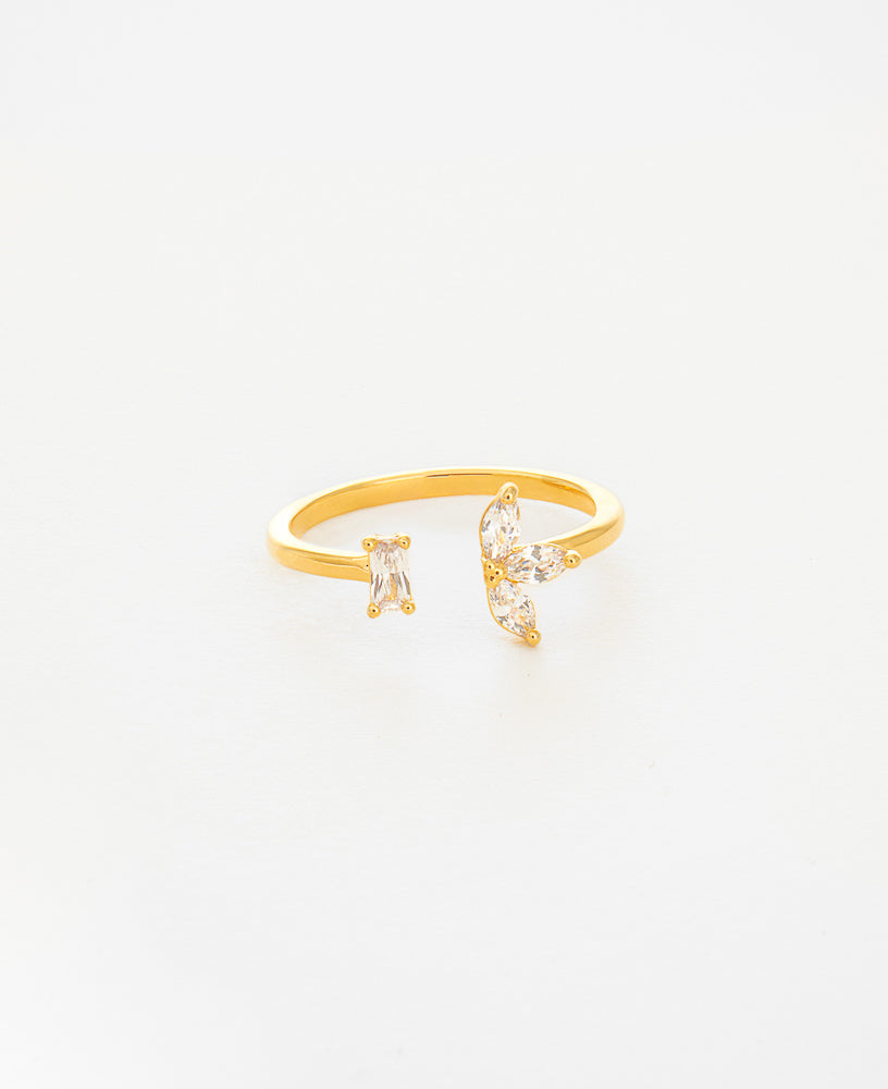 Camille Cubic zirconia 14k Gold Open Dainty Ring - sachelle collective