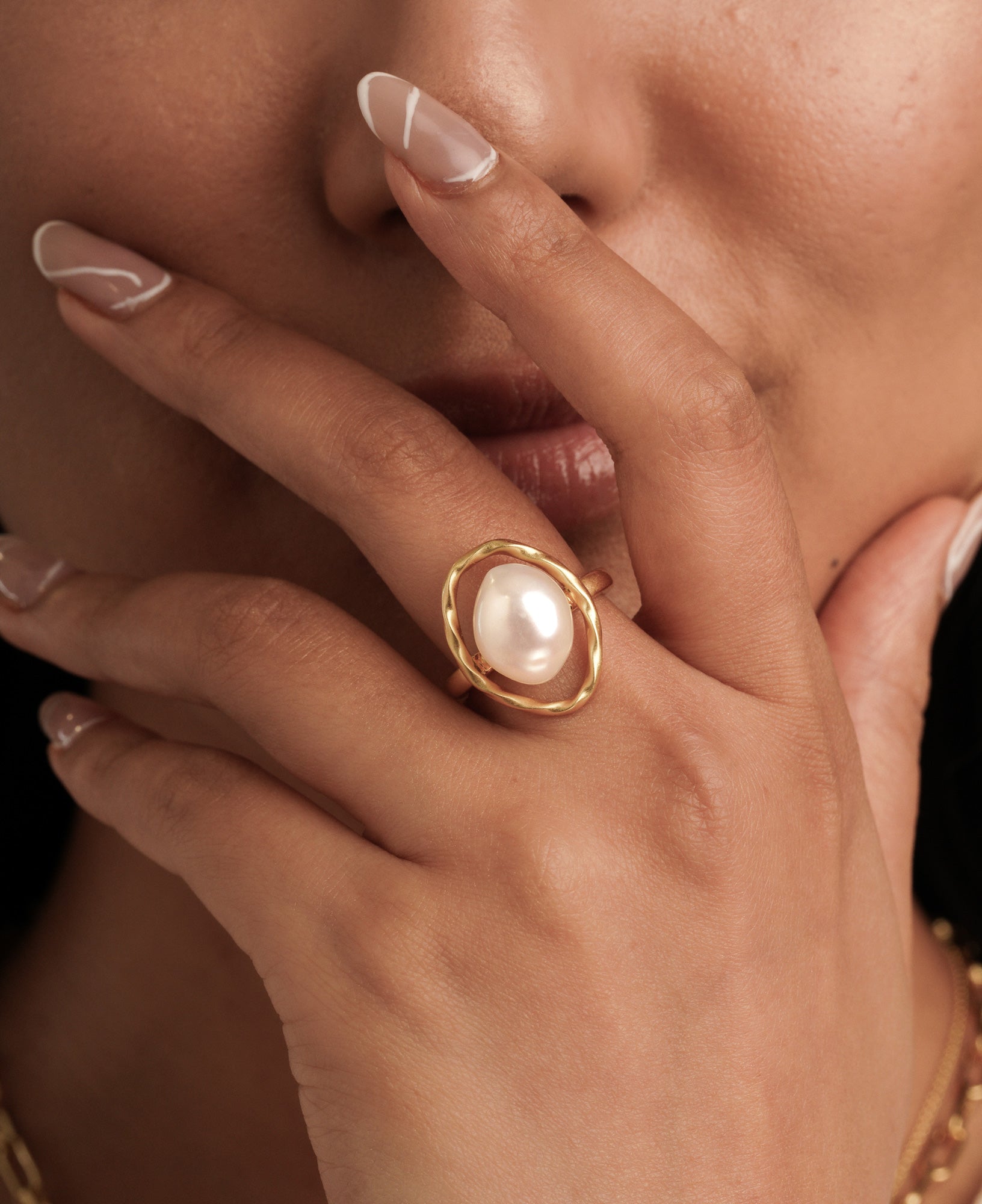 Delilah Baroque Pearl Open Ring