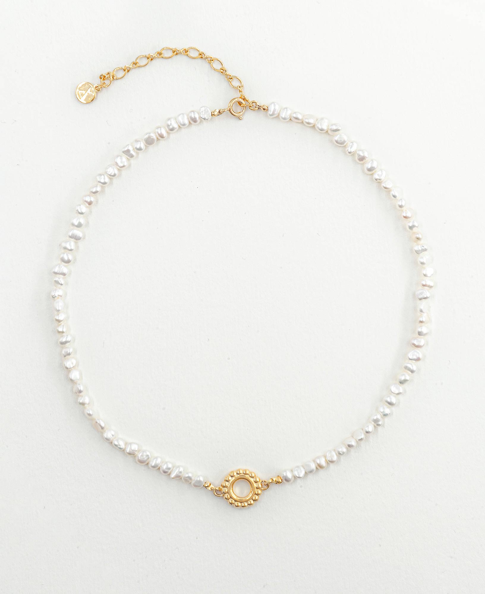 Product shot of Lou pearl necklace from Sachelle Collective