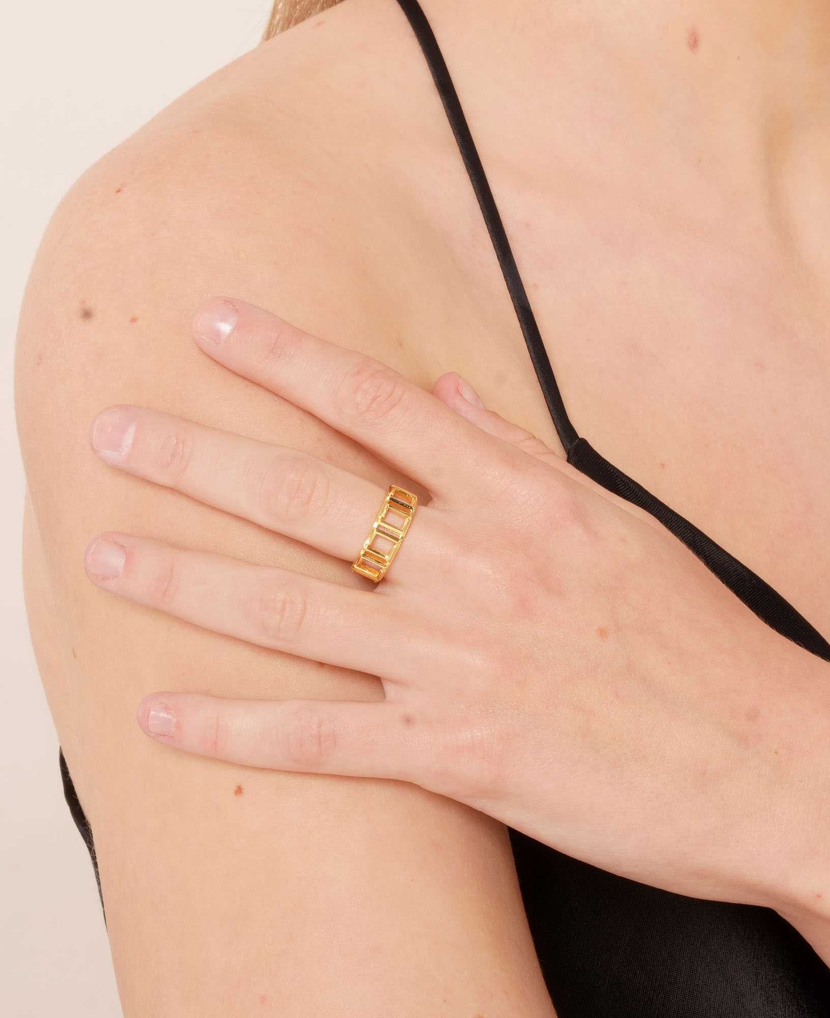 Chantelle 14k Gold Open structural design Ring lifestyle - sachelle collective