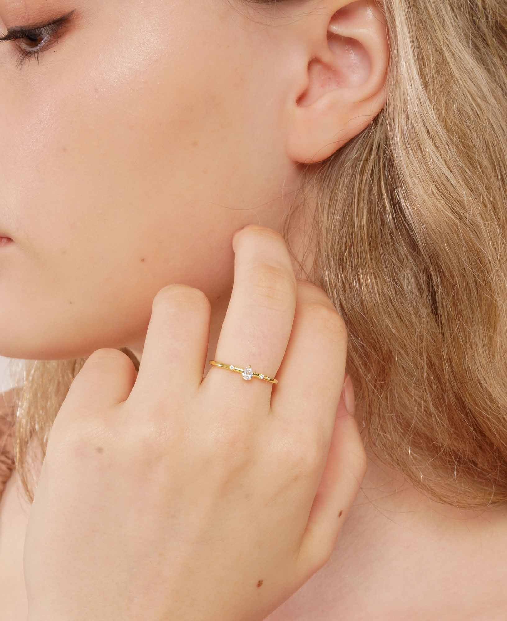 Claire Pear 14k Gold Open Dainty Ring lifestyle - sachelle collective