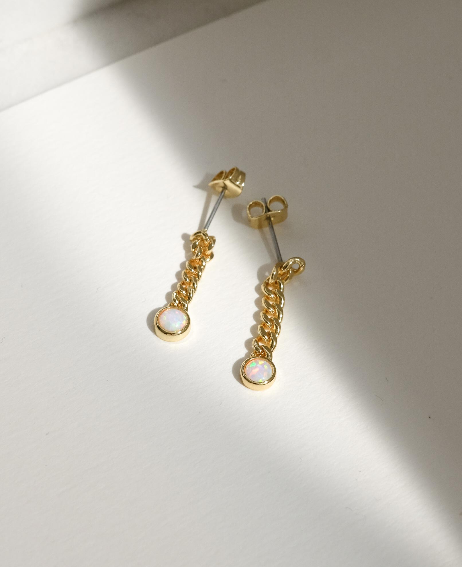 lifestyle shot of ava opal chain earrings