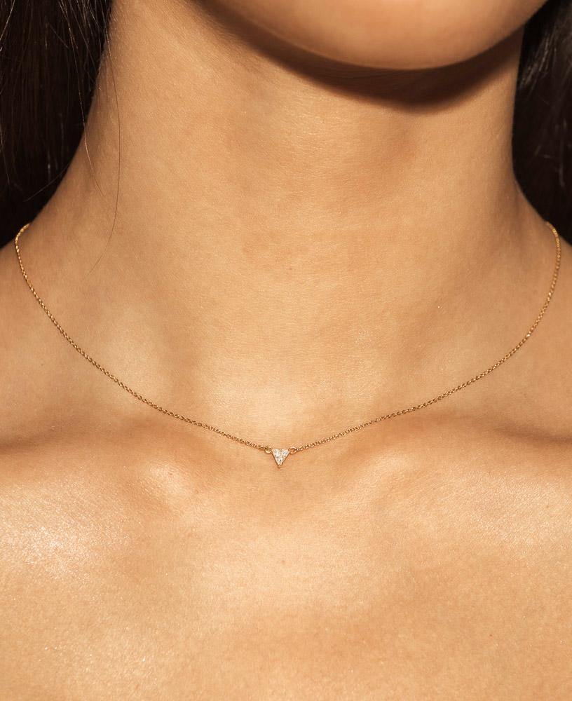 Briela Trillion 24k gold plated Necklace with trillion cut cubic zirconia stone on dainty chain  - sachelle collective