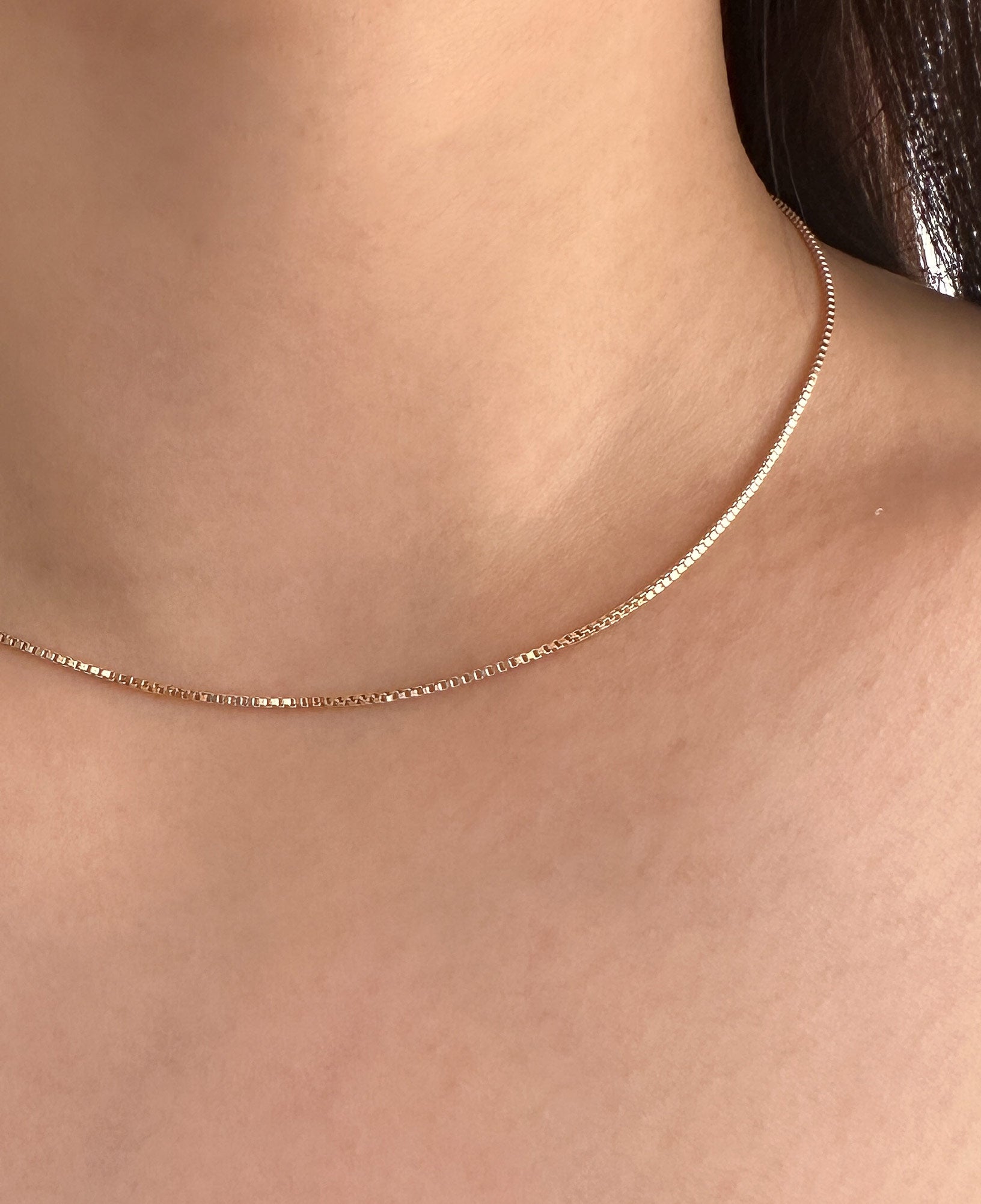 Sylvie 10k Solid Gold Box Chain Necklace