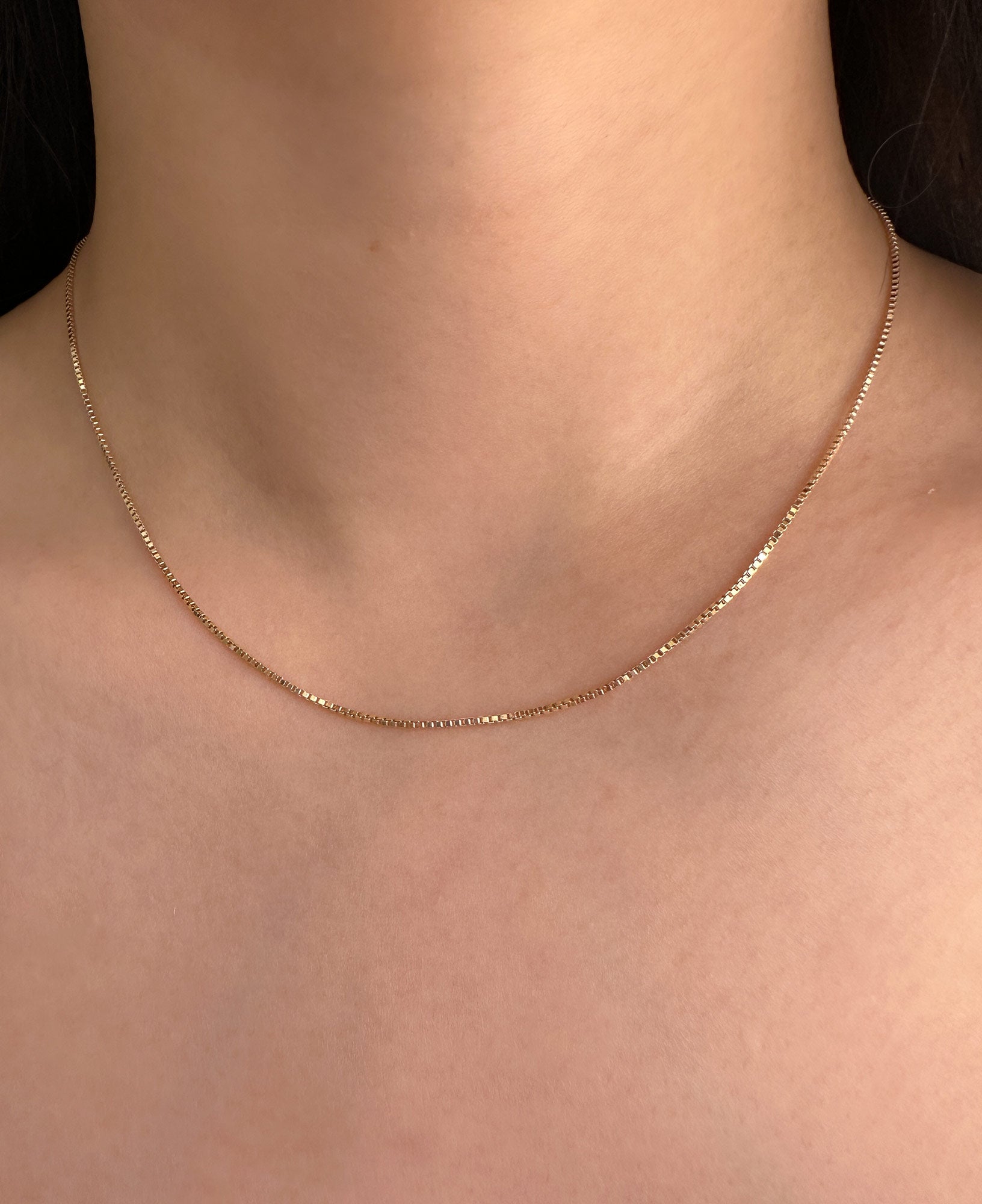 Sylvie 10k Solid Gold Box Chain Necklace