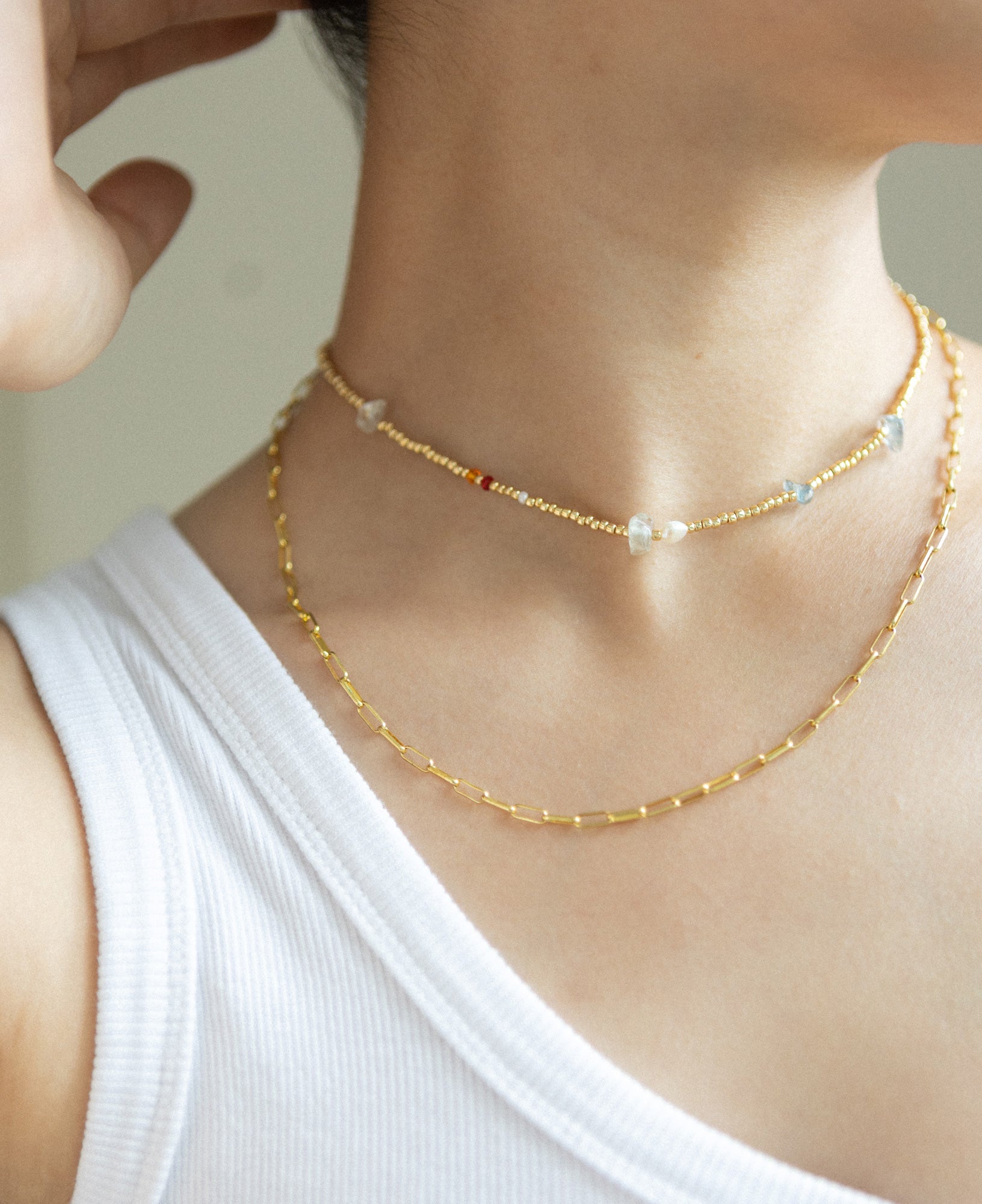 Iris Gold Beaded Necklace
