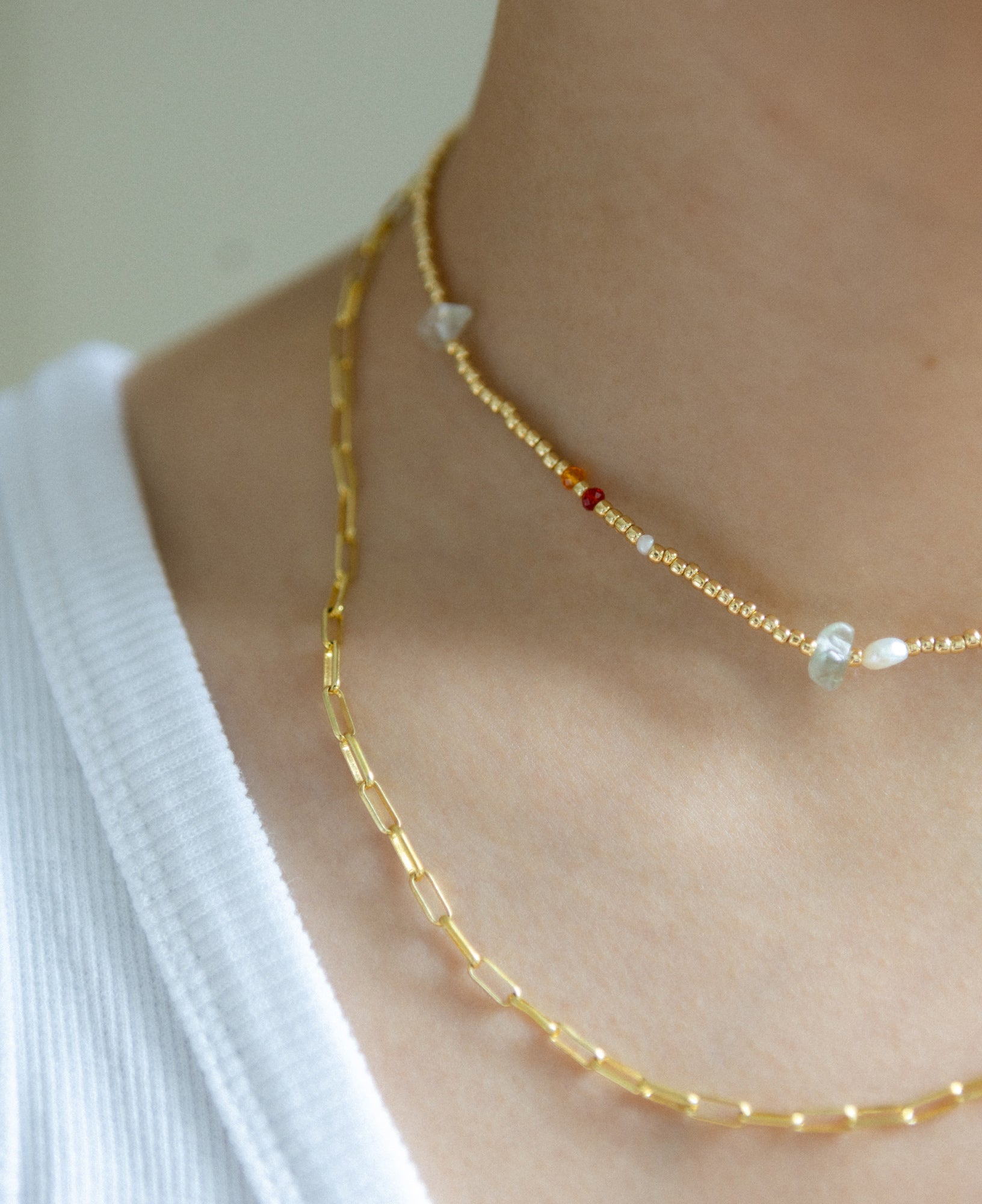 Iris Gold Beaded Necklace