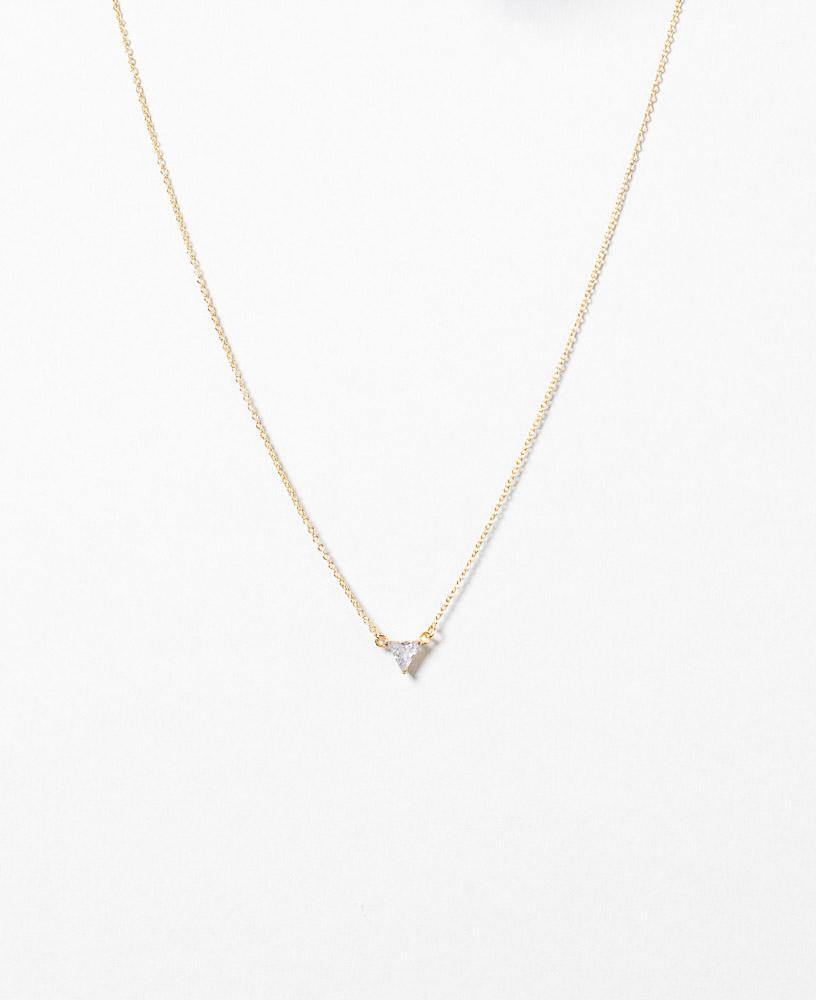 Briela Trillion 24k gold plated Necklace with trillion cut cubic zirconia stone on dainty chain - sachelle collective