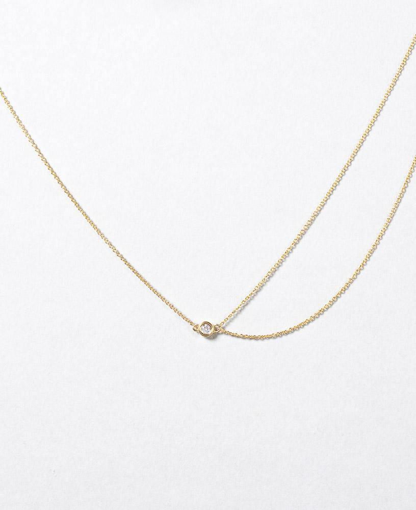 Noemie Double asymmetric Chain Bezel 14k Gold Necklace with adjustable length - sachelle collective