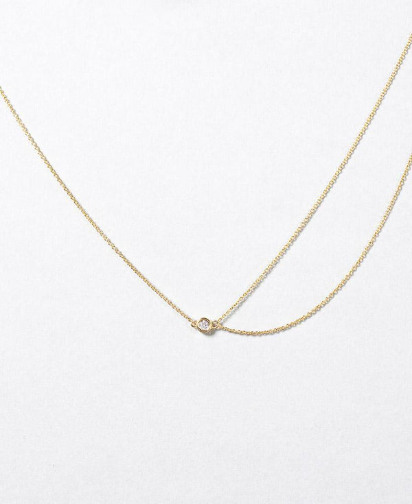 Noemie Double asymmetric Chain Bezel 14k Gold Necklace with adjustable length - sachelle collective