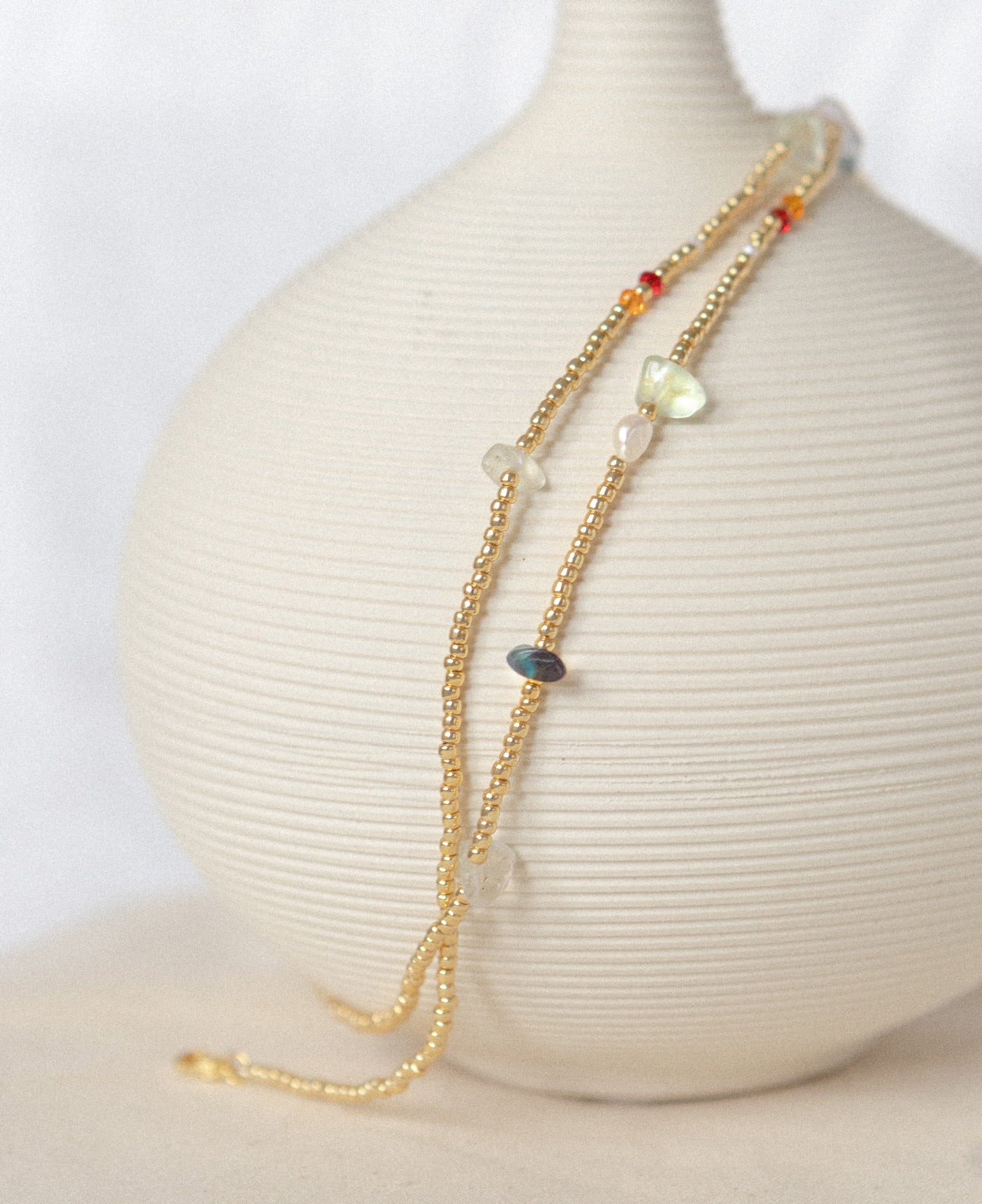 Iris Gold Beaded Necklace