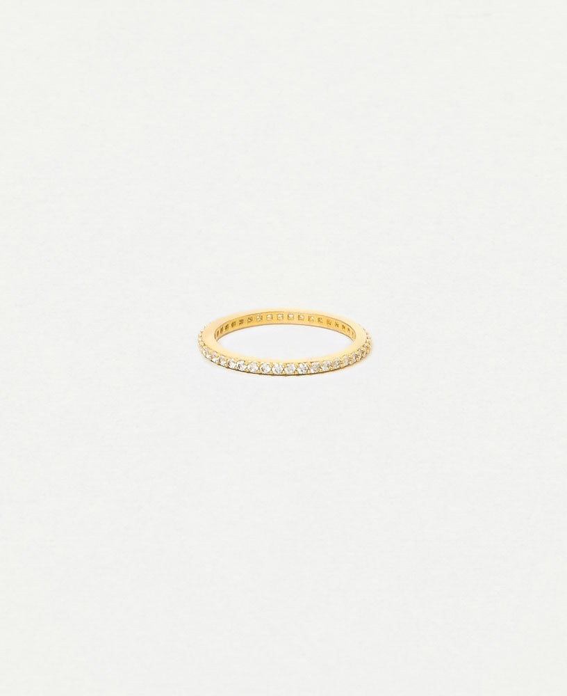 Jennifer Cubic zirconia classic dainty 14k gold eternity band ring front angle - sachelle collective