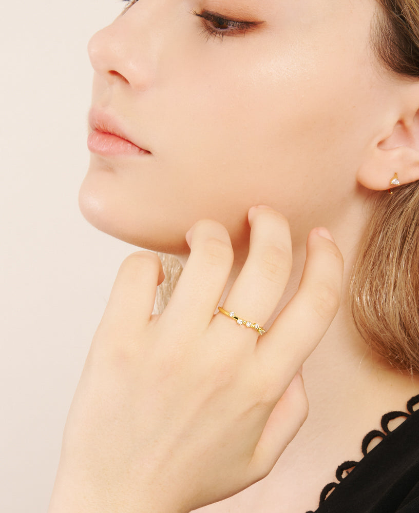 Paige Round Brilliant 14k Gold Adjustable Ring lifestyle - sachelle collective