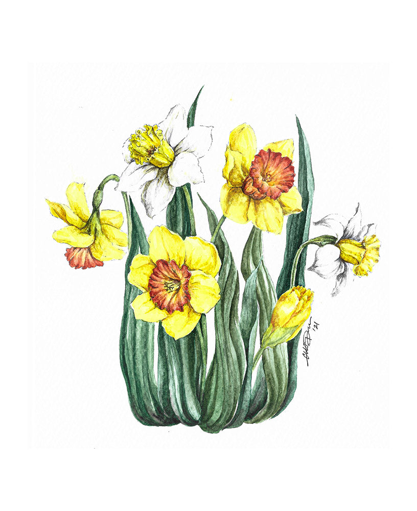 March - Daffodil Birth Flower Pendant Necklace