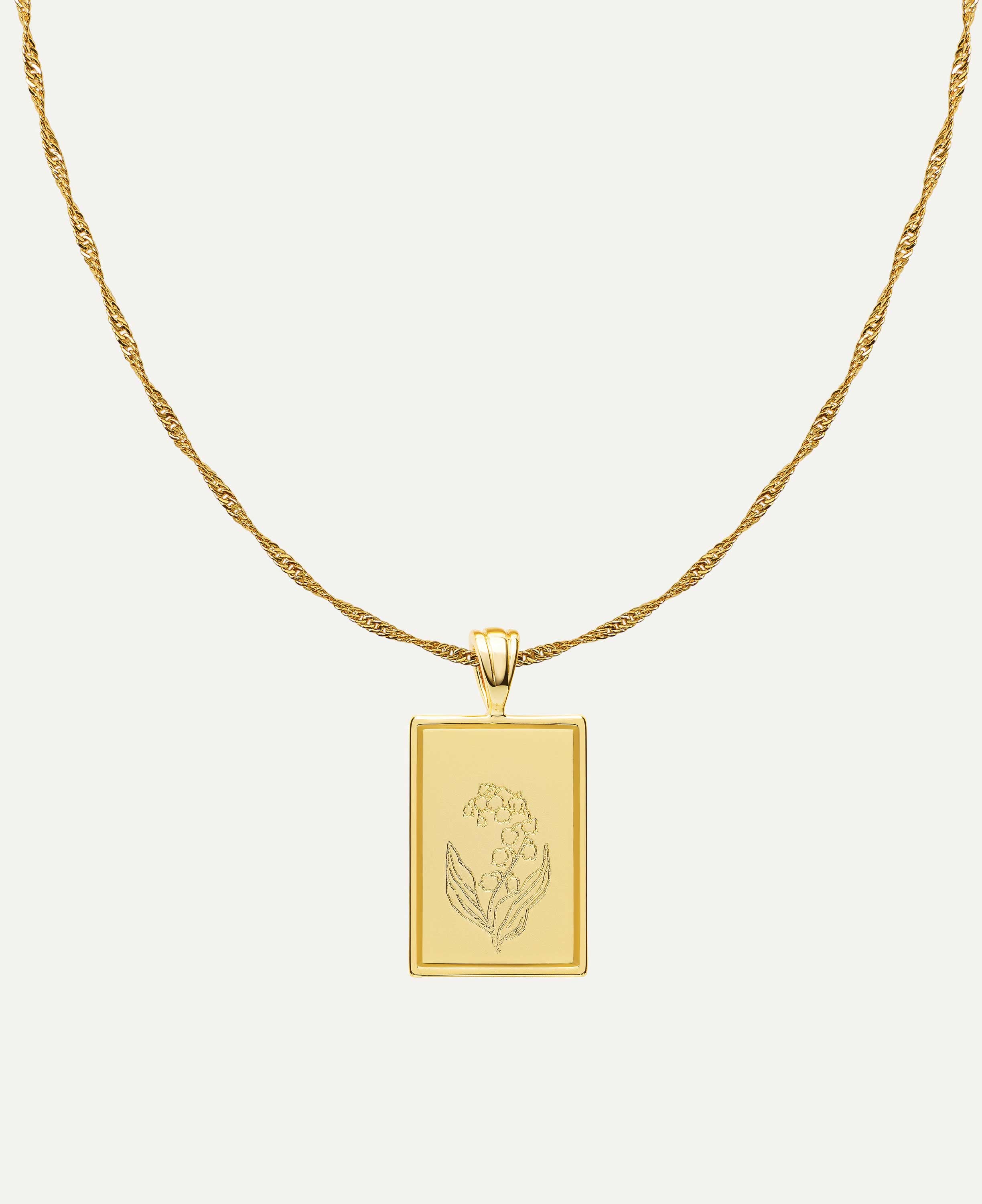 gold lily flower necklace May Lily of the Valley Birth Flower Pendant Necklace